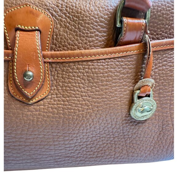 Vintage 1980’s Dooney & Bourke All-Weather Leather Satchel Purse British Tan - Picture 2 of 12